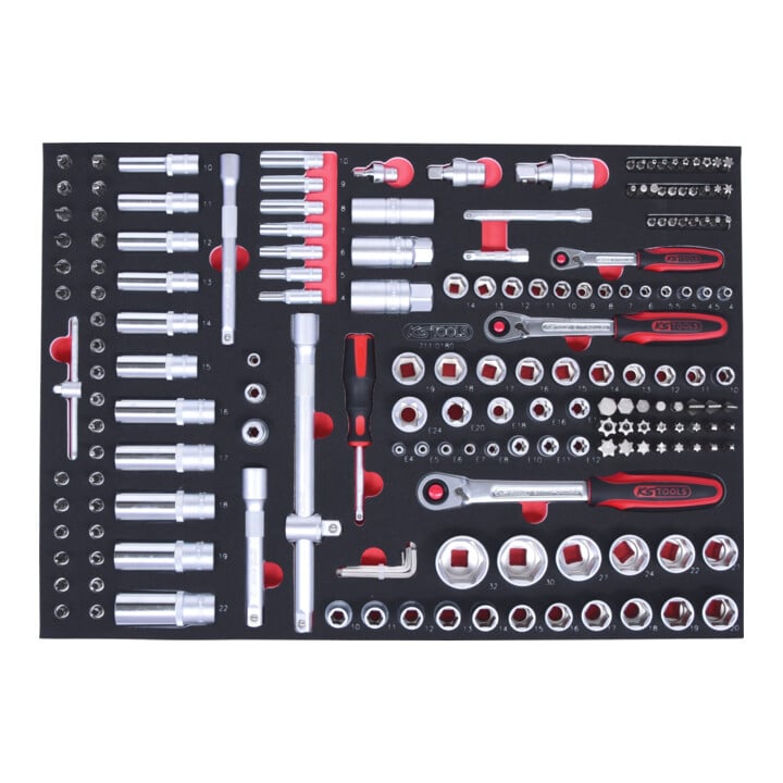 KS Tools SCS 1/4"+3/8"+1/2" dopsleutelset, 180 delig in 1/1 systeem insteek