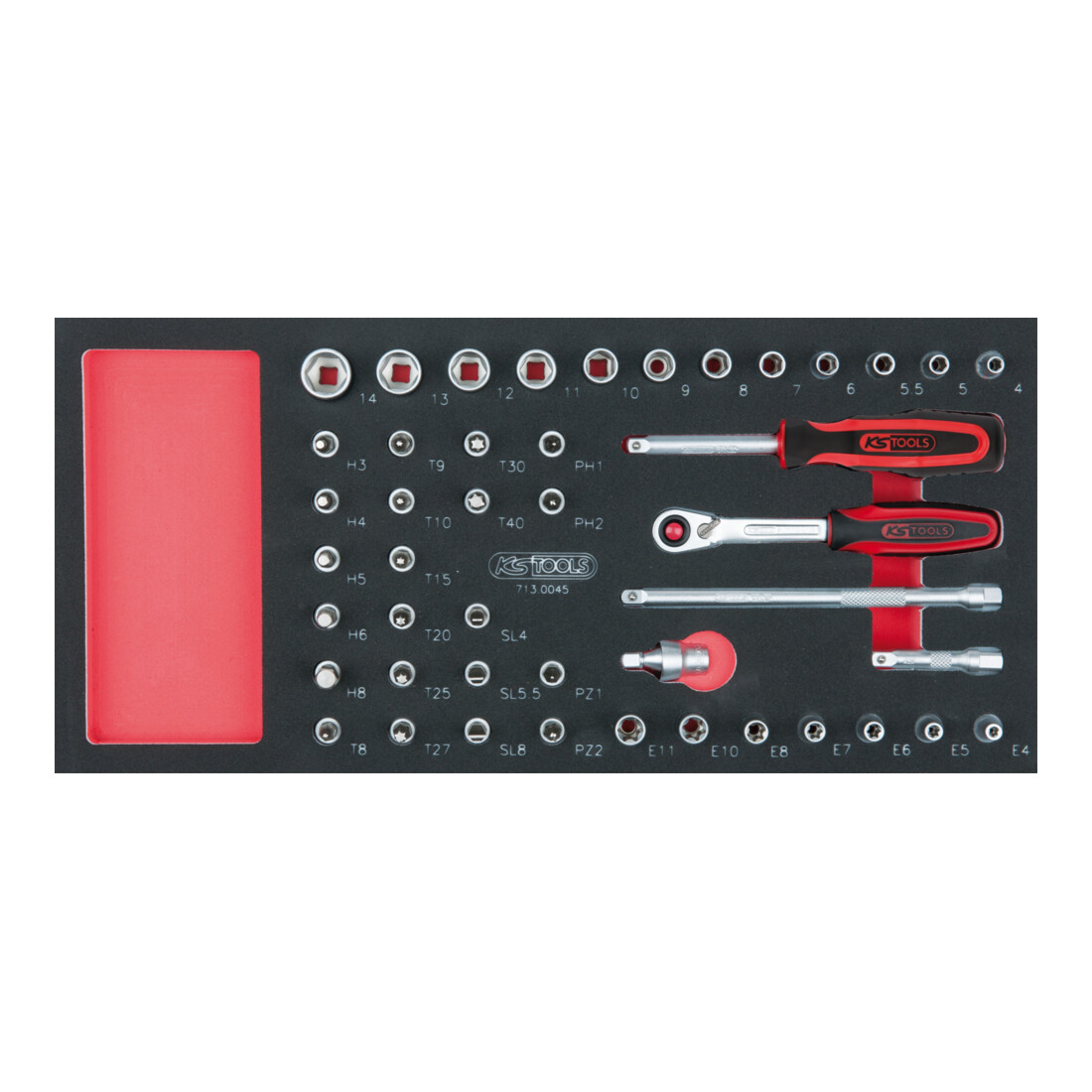 KS Tools SCS 1/4" Steckschlüssel-Satz, 45-teilig in 1/3 Systemeinlage