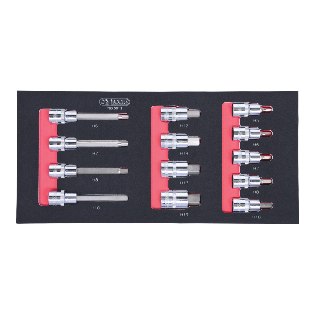 KS Tools SCS CHROMEplus 1/2" Bit-Stecknuss-Satz, 13-teilig in 1/3 Systemeinlage