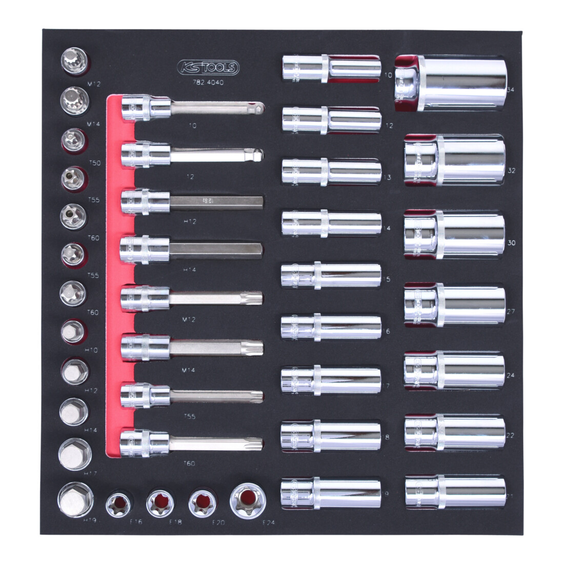 KS Tools SCS CHROMEplus 1/2" dopsleutelset, 40 stuks in 2/3 systeeminzet