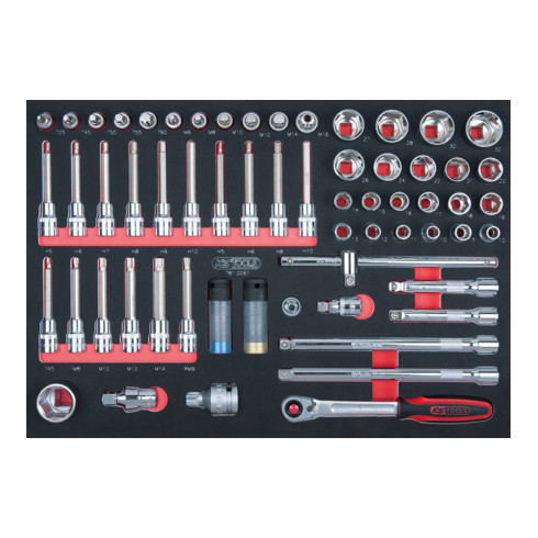 KS Tools SCS CHROMEplus 1/2" dopsleutelset, 61-delig in 1/1 systeem insteek