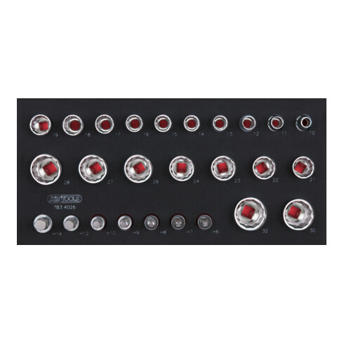 KS Tools SCS CHROMEplus 1/2" Module de douilles, 26 pcs., modules système 1/3