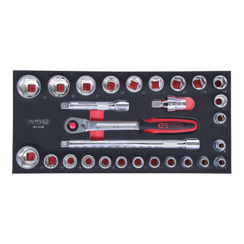 KS Tools SCS CHROMEplus 1/2" Module de douilles, 28 pcs., modules système 1/3