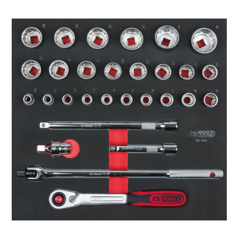 KS Tools SCS CHROMEplus 1/2" Module de douilles, 29 pcs., modules système 2/3