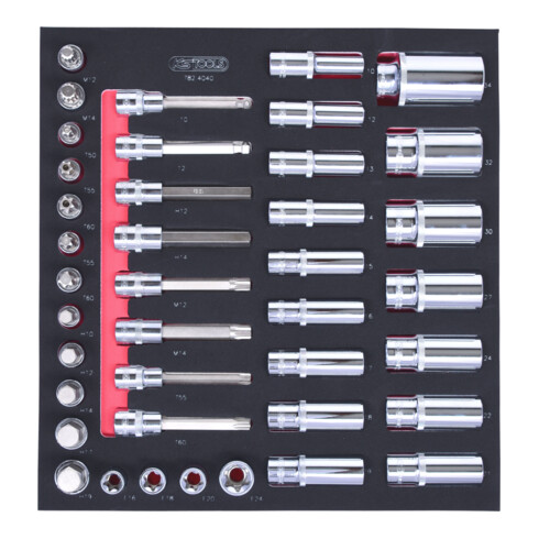 KS Tools SCS CHROMEplus 1/2" Module de douilles, 40 pcs., modules système 2/3