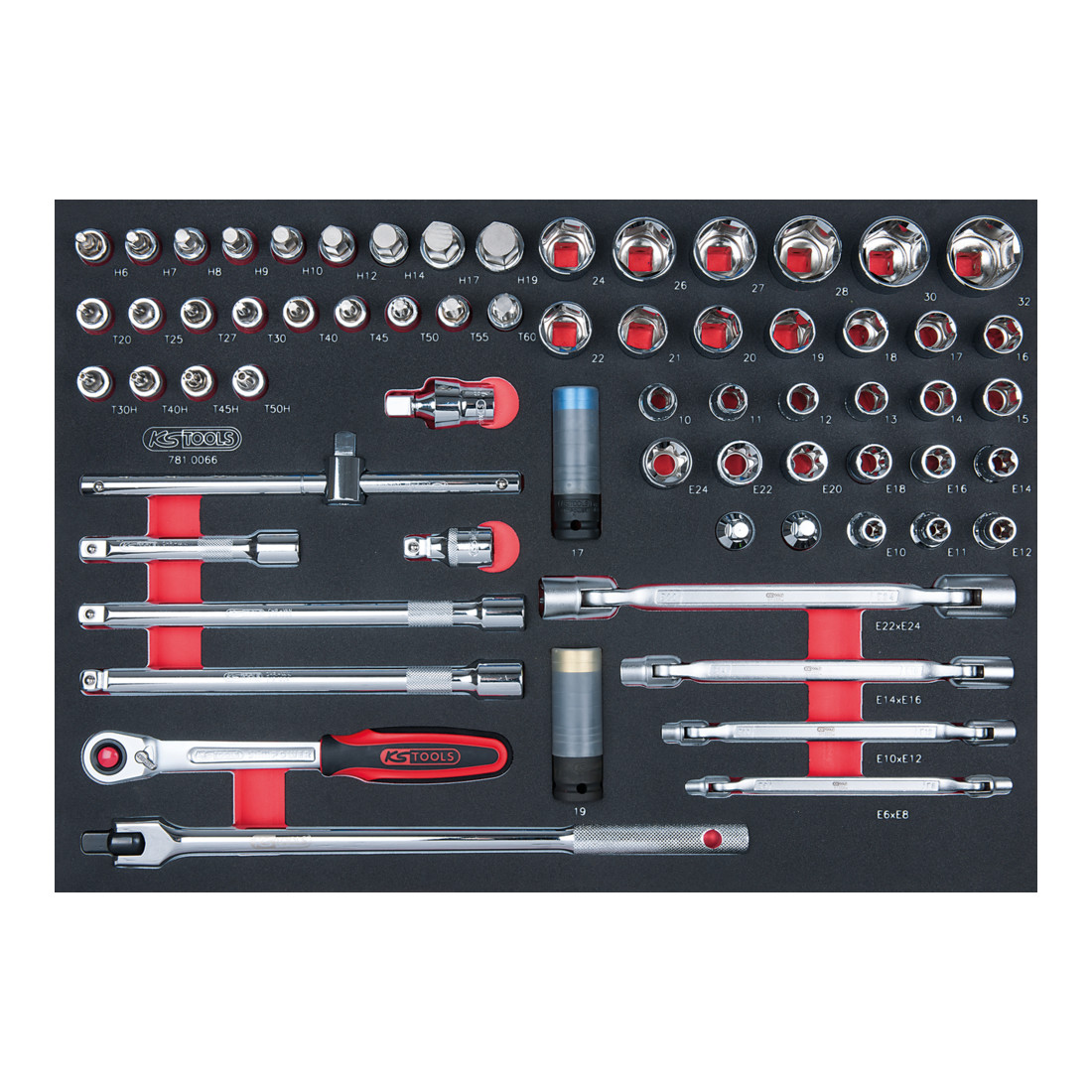 KS Tools SCS CHROMEplus 1/2" Module de douilles, 66 pcs., modules système 1/1