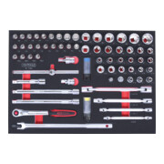 KS Tools SCS CHROMEplus 1/2" Module de douilles, 66 pcs., modules système 1/1-3