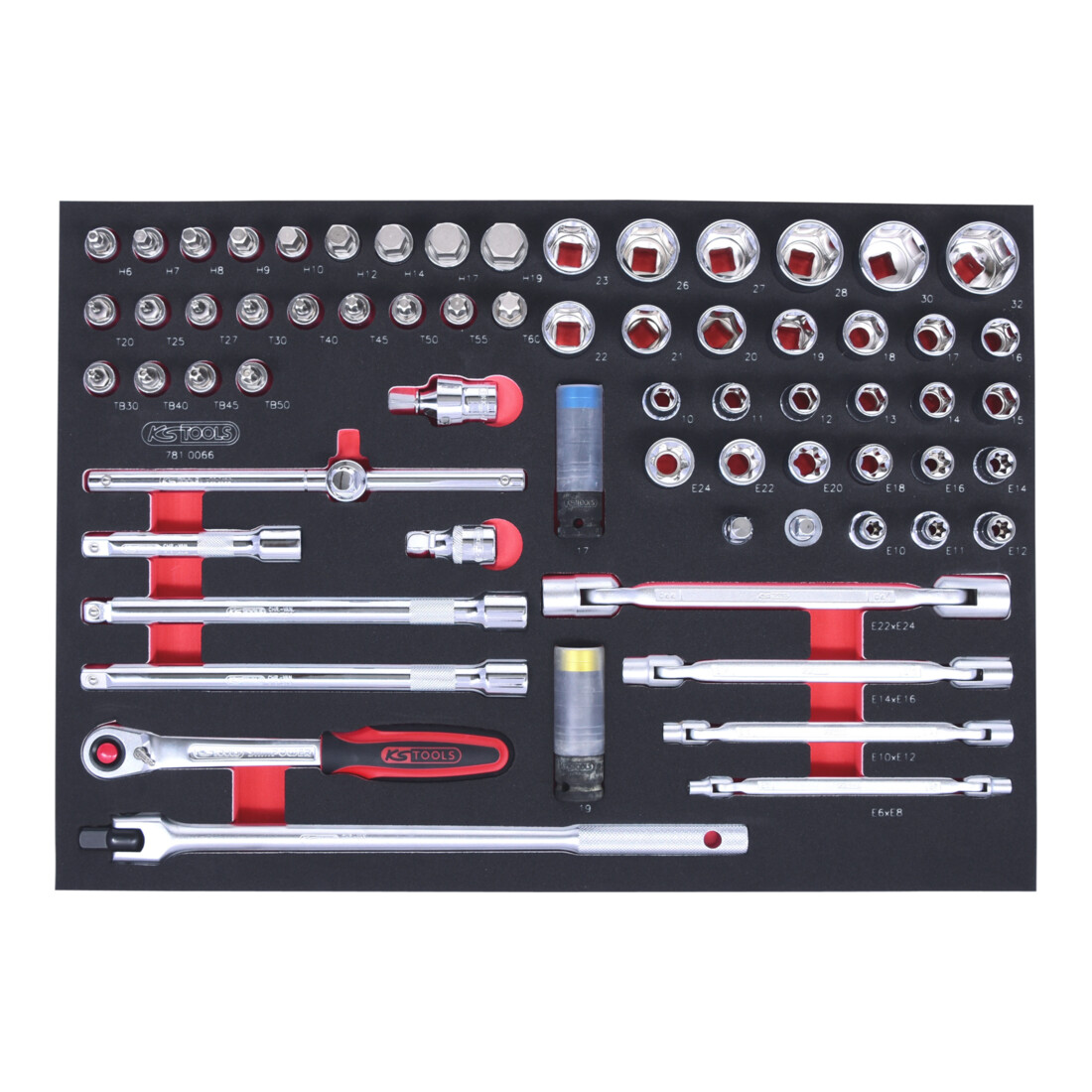 KS Tools SCS CHROMEplus 1/2" Module de douilles, 66 pcs., modules système 1/1
