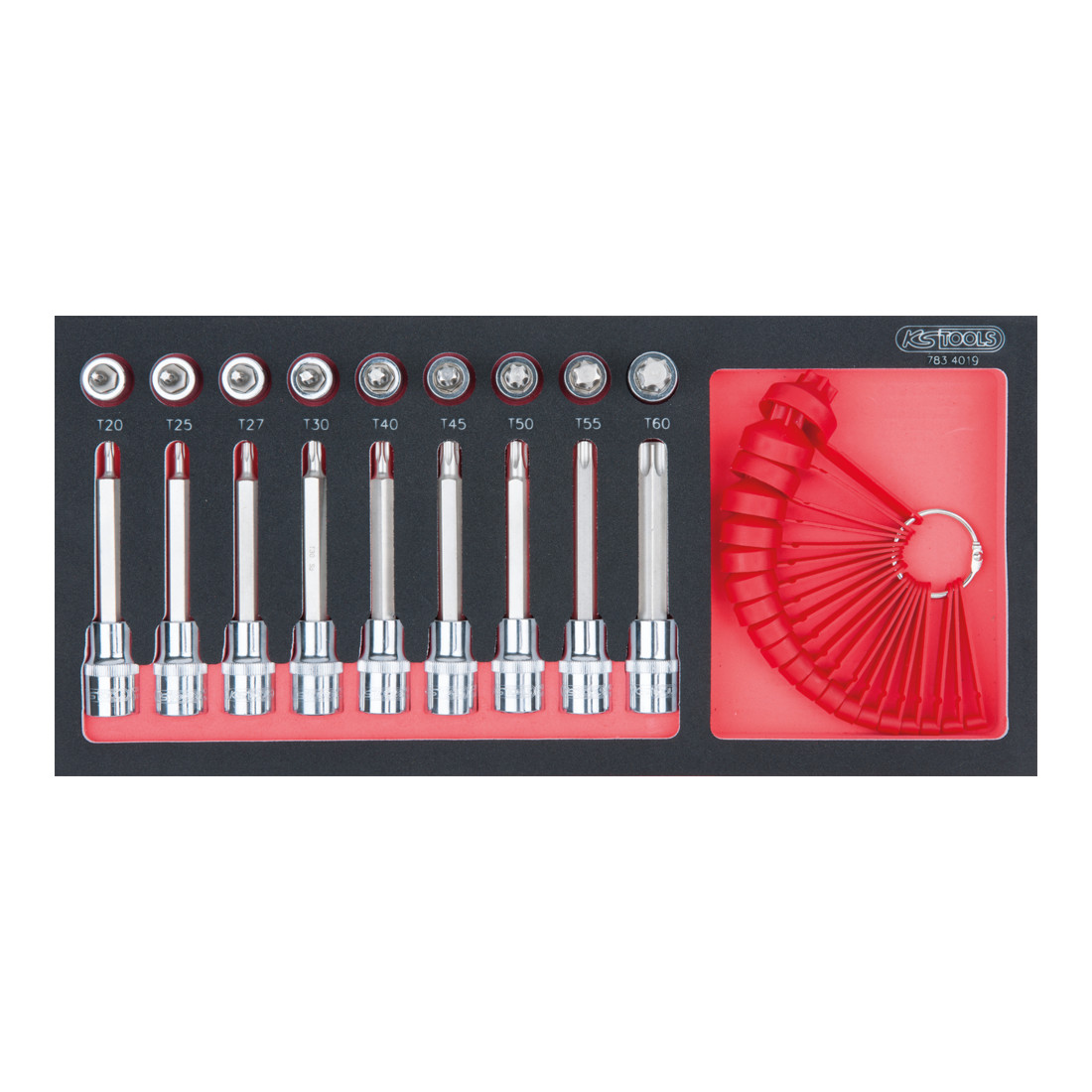 KS Tools SCS CHROMEplus 1/2" Module de douilles, TX, 13 pcs., modules système 1/3