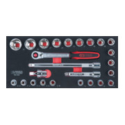 KS Tools SCS CHROMEplus 1/2" Steckschlüssel-Satz, 25-teilig in 1/3 Systemeinlage-1