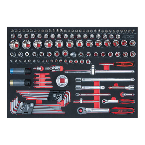 KS Tools SCS CHROMEplus 1/4"+1/2" Module de douilles, 135 pcs., modules système 1/1