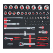 KS Tools SCS CHROMEplus 1/4"+1/2" Module de douilles, 57 pcs., modules système 1/1-1