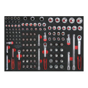KS Tools SCS CHROMEplus 1/4"+3/8"+1/2" Module de douilles, 128 pcs., modules système 1/1-1