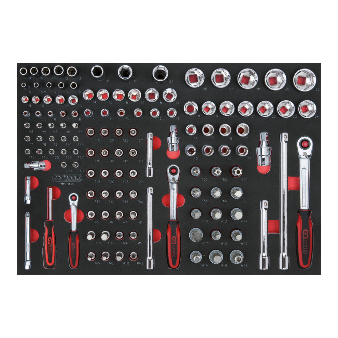KS Tools SCS CHROMEplus 1/4"+3/8"+1/2" Module de douilles, 128 pcs., modules système 1/1