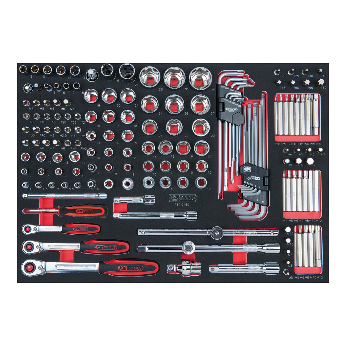 KS Tools SCS CHROMEplus 1/4"+3/8"+1/2" Module de douilles, 160 pcs., modules système 1/1