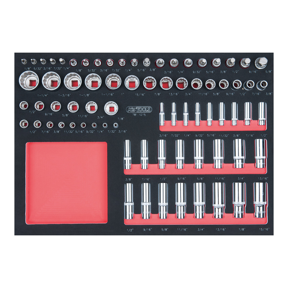 KS Tools SCS CHROMEplus 1/4"+3/8"+1/2" Module de douilles, 75 pcs., modules système 1/1