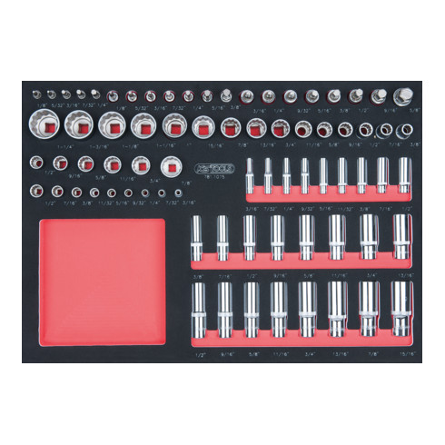 KS Tools SCS CHROMEplus 1/4"+3/8"+1/2" Steckschlüssel-Satz, 75 Stecknüsse in 1/1 Systemeinlage