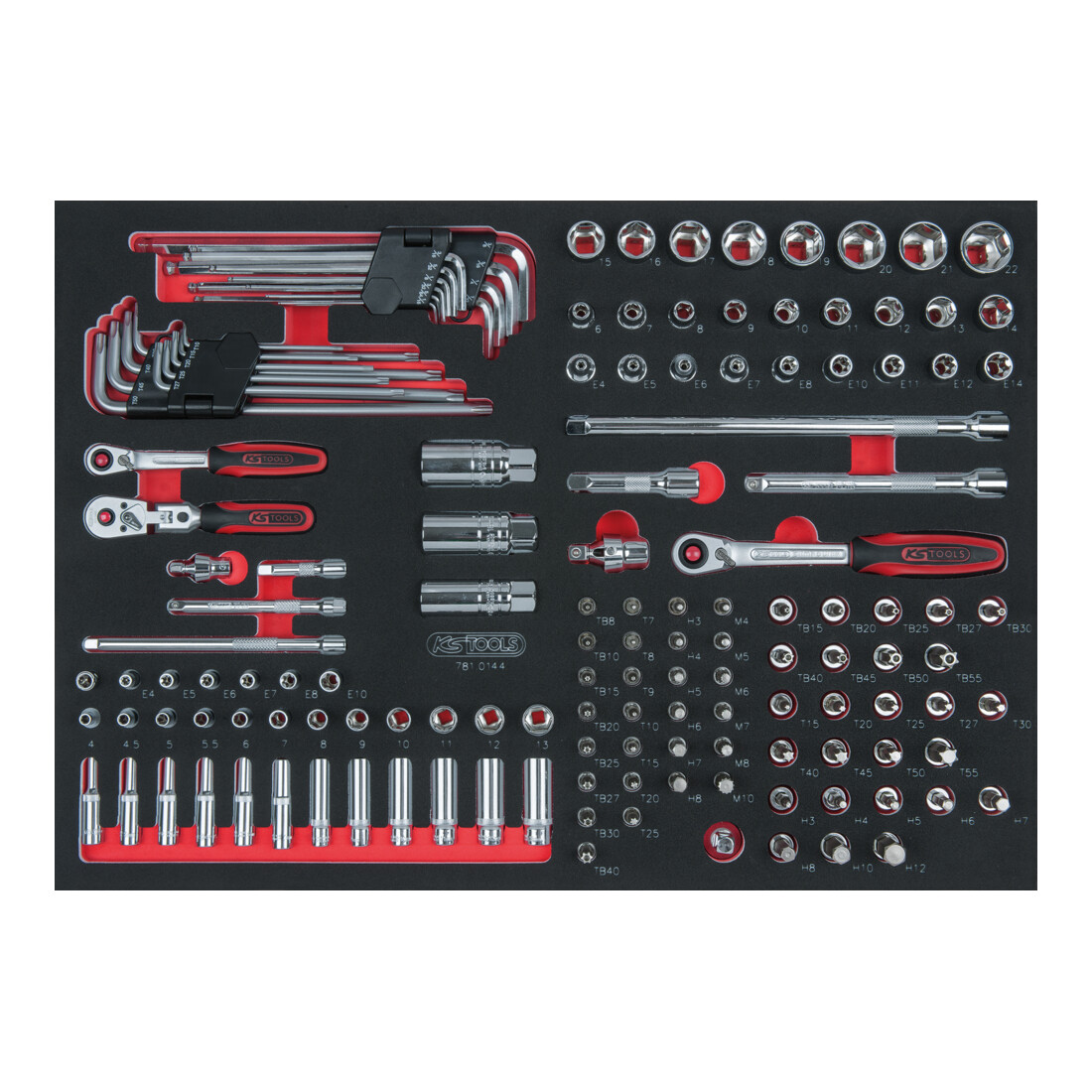 KS Tools SCS CHROMEplus 1/4" + 3/8" Module de douilles, 144 pcs., modules système 1/1