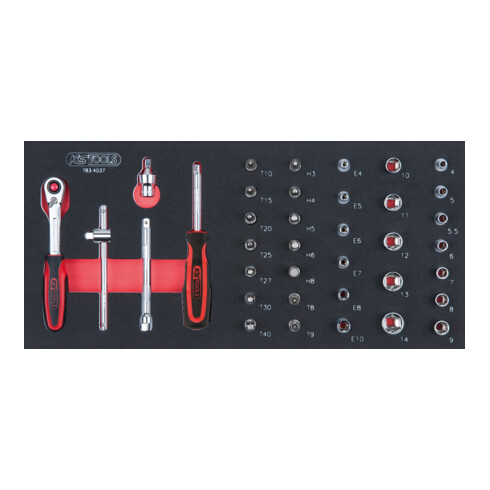 KS Tools SCS CHROMEplus 1/4" dopsleutelset, 37 stuks in 1/3 systeem insteek