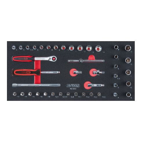 KS Tools SCS CHROMEplus 1/4" dopsleutelset, 42 stuks in 1/3 systeem insteek