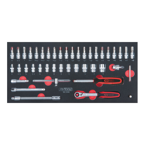 KS Tools SCS CHROMEplus 1/4" dopsleutelset, 46 delig in 1/3 systeem insteek