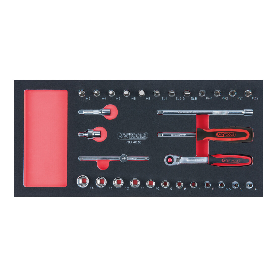 KS Tools SCS CHROMEplus 1/4" Module de douilles, 30 pcs., modules système 1/3