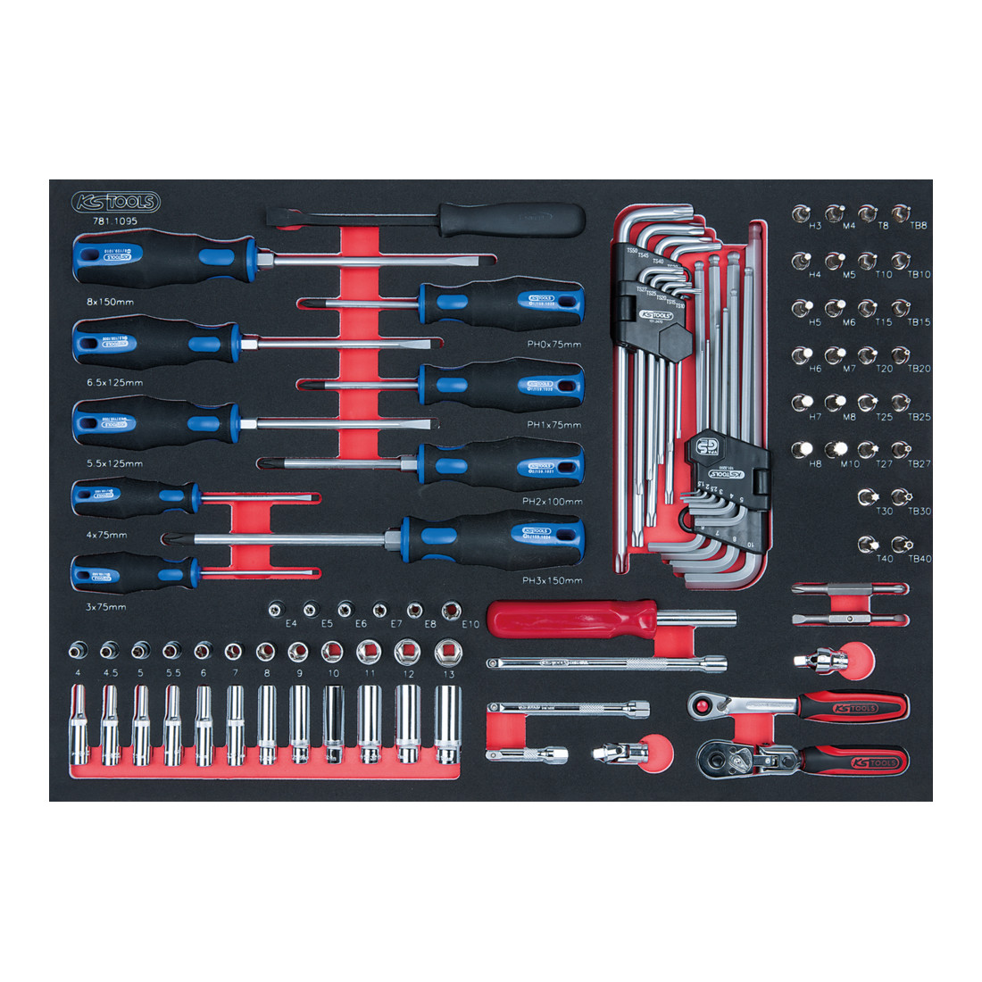 KS Tools SCS CHROMEplus 1/4" Module de douilles, 95 pcs., modules système 1/1