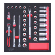 KS Tools SCS CHROMEplus 3/8" Module de douilles, 34 pcs., modules système 2/3-3