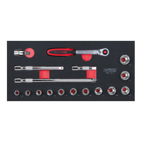 KS Tools SCS CHROMEplus 3/8" Steckschlüssel-Satz, 17-teilig in 1/3 Systemeinlage