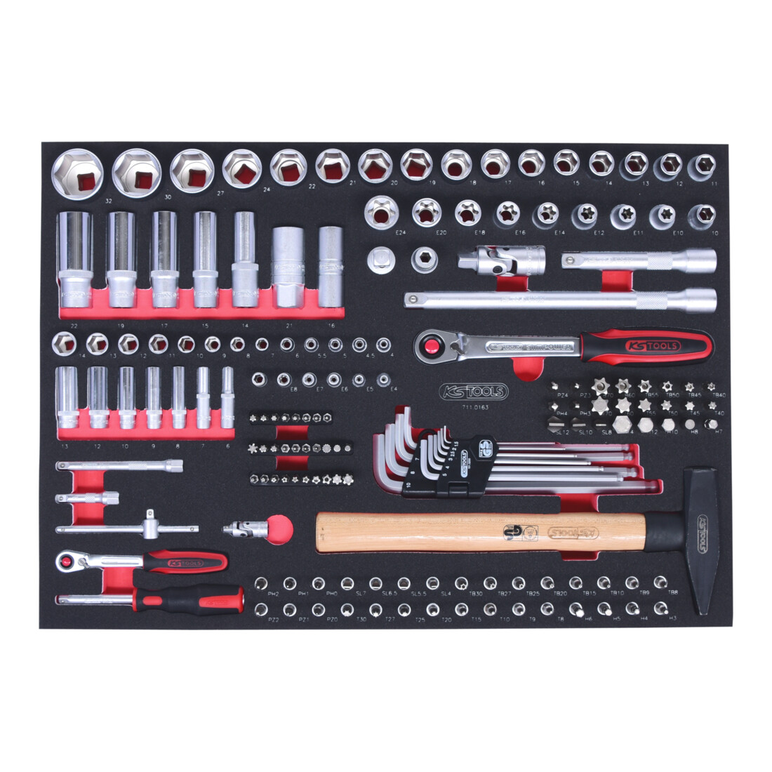 KS Tools SCS Module de douilles, 163 pcs. 1/4"+1/2", modules système 1/1