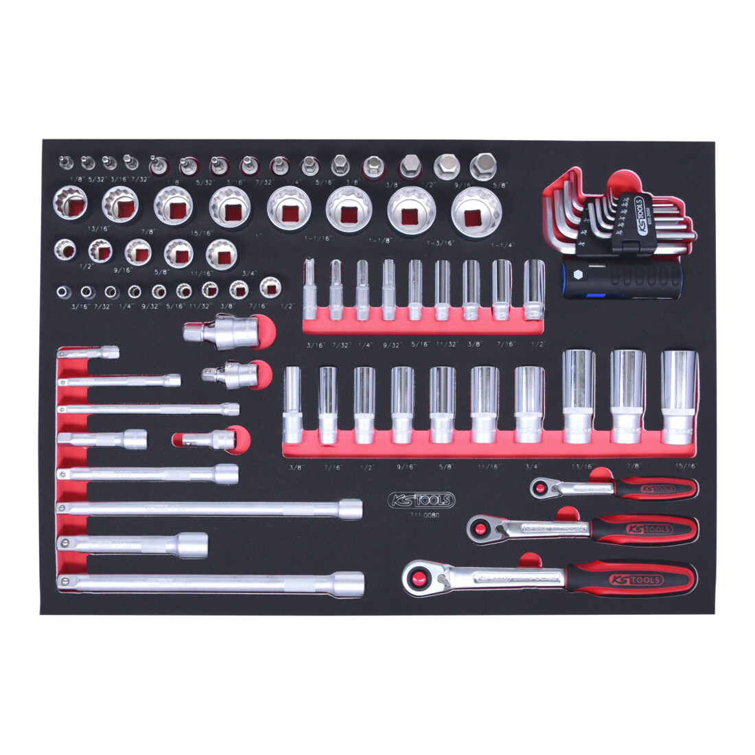 KS Tools SCS Module de douilles, 80 pcs. 1/4"+3/8"+1/2", modules système 1/1
