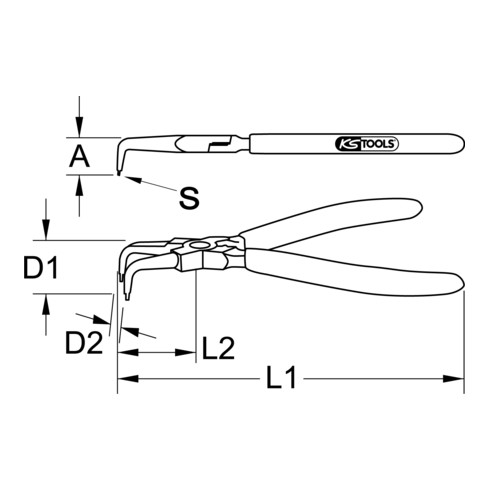 KS Tools Seegeringzange für Innensicherungsringe, abgewinkelt, 130mm