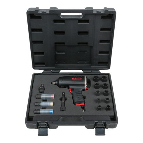 KS Tools Set avvitatori ad impulsi 1/2", ad aria compressa, 17pz., 677Nm