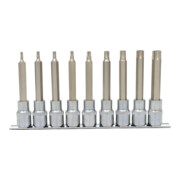 KS Tools Set bussole CHROMEplus 1/2" per bit TX, foro, lungo, 9pz.TB20-TB60-3