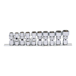 KS Tools Set bussole esagonali CHROMEplus 3/8" con snodo, 10pz.10-19mm