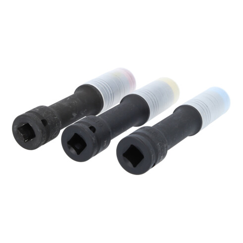 KS Tools Set bussole per avvitatori ad impulsi SLIMPOWER 1/2" per cerchi in alluminio, extra lunghe, 3pz., 17, 19, 21mm
