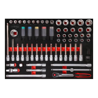 KS Tools Set bussole per bit 1/2" con inserto in schiuma, 64pz.