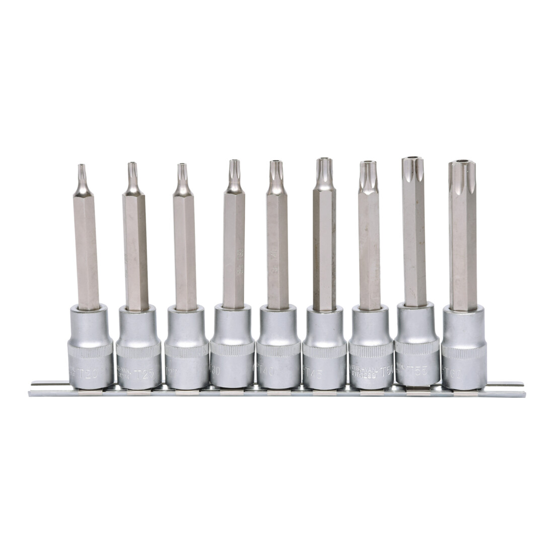 KS Tools Set bussole per bit 1/2", lunghe, 9pz., TB20-TB60 con foro frontale