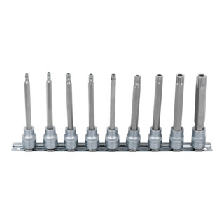 KS Tools Set bussole per bit 3/8", lunghe, 9pz., TB20-TB60 con foro frontale