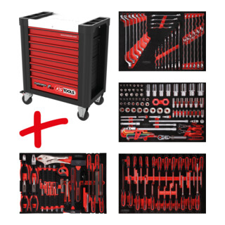 KS Tools Set carrello da officina Performanceplus P10, 180 utensili per 4 cassetti