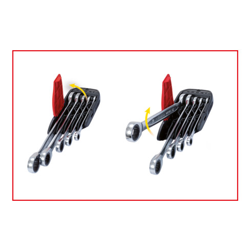 KS Tools Set chiavi combinate a cricco GEARplus, 5pz. 8-19mm