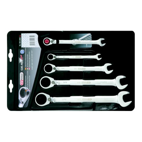 KS Tools Set chiavi combinate a cricco GEARplus, reversibili, 5pz. 5/16"-3/4"