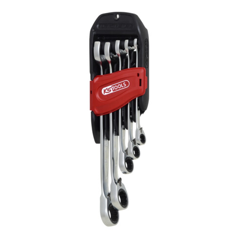 KS Tools Set chiavi combinate DUO GEAR, meccanismo a cricco, 5pz., reversibile