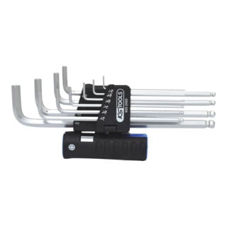 KS Tools Set chiavi maschio a esagono incassato, piegate 3in1, 10pz. XL, a sfera, in pollici