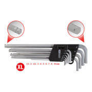 KS Tools Set chiavi maschio piegate a esagono incassato e testa a sfera, in supporto pieghevole, 10pz.