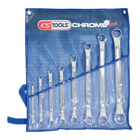 KS Tools Set chiavi poligonali doppie CHROMEplus, a gomito, 8pz.