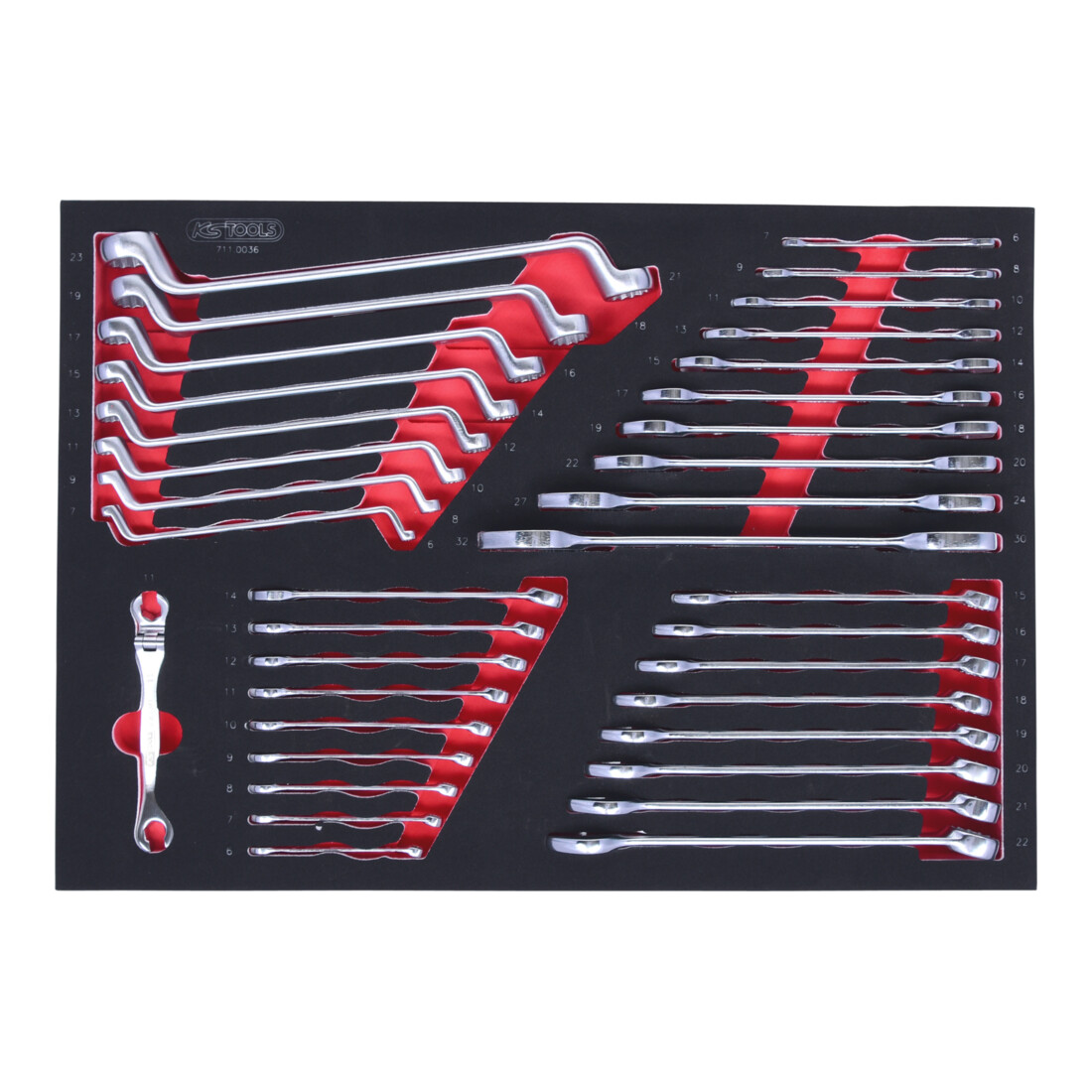 KS Tools Set chiavi SCS, 36pz. in modulo 1/1 con chiavi poligonali doppie a gomito