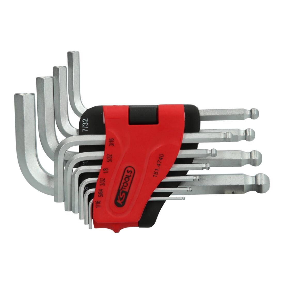 KS Tools set de clés à bille à six pans creux, 10 pièces, courtes, 1/16"-3/8", avec clé Allen