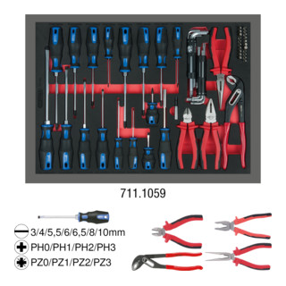 KS Tools set de pinces et de tournevis, 59 pièces en système 1/1