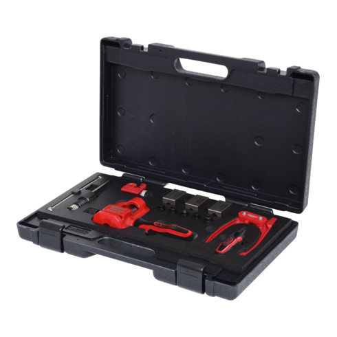 KS Tools Set di apparecchi universali FLAREFIX 1 per bordatura cavi dei freni con mandrino idraulico, 16pz.
